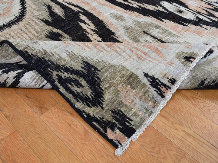 9'1" x 13'0" New Hand Knotted Black Wool Rectangle Oriental Rug - MOA10287513