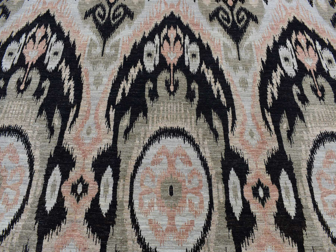9'1" x 13'0" New Hand Knotted Black Wool Rectangle Oriental Rug - MOA10287513