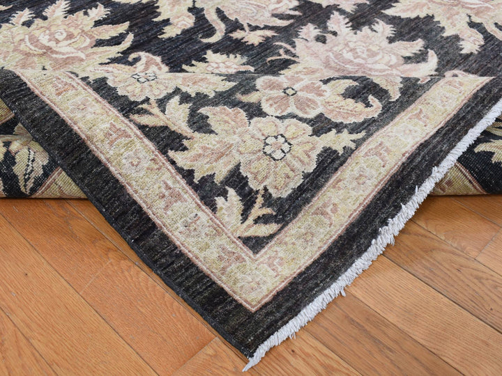 9'1" x 12'4" New Hand Knotted Black Wool Rectangle Oriental Rug - MOA10287517