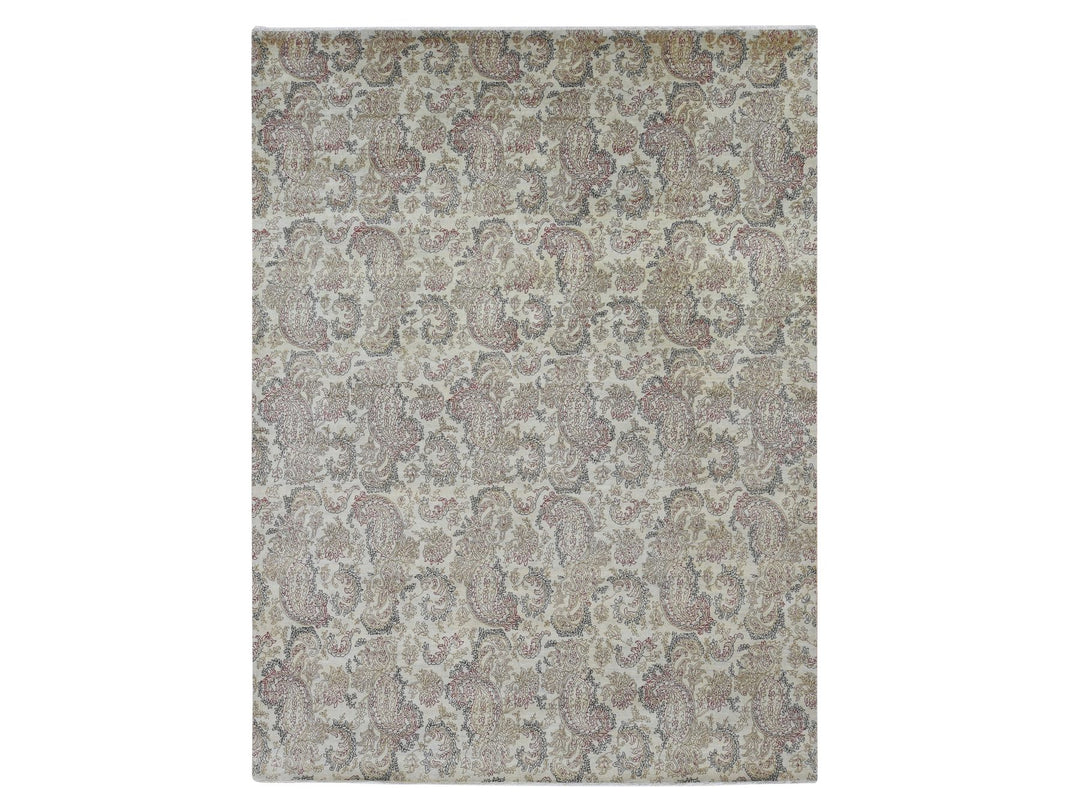 9'1" x 12'3" New Hand Knotted Grey Wool Rectangle Oriental Rug - MOA10287519