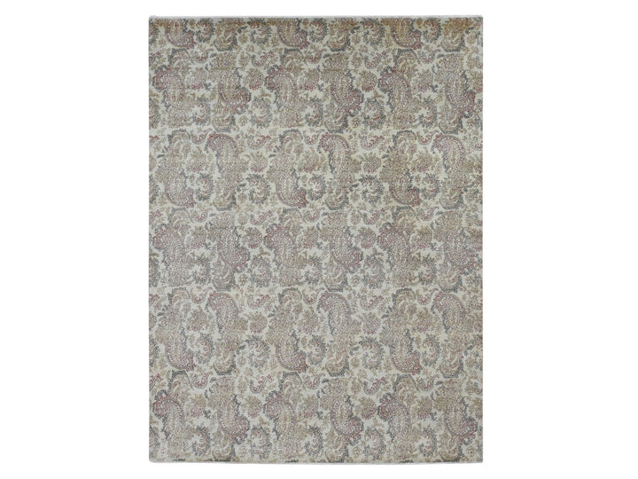 9'1" x 12'3" New Hand Knotted Grey Wool Rectangle Oriental Rug - MOA10287519