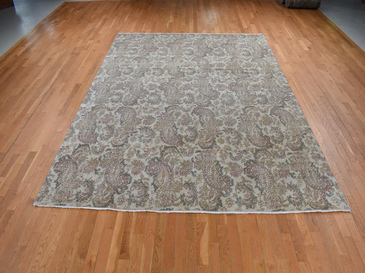 9'1" x 12'3" New Hand Knotted Grey Wool Rectangle Oriental Rug - MOA10287519