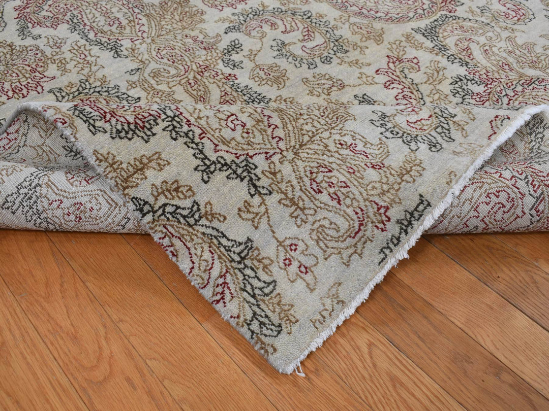 9'1" x 12'3" New Hand Knotted Grey Wool Rectangle Oriental Rug - MOA10287519