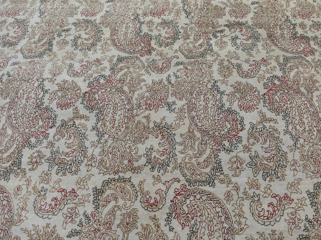 9'1" x 12'3" New Hand Knotted Grey Wool Rectangle Oriental Rug - MOA10287519