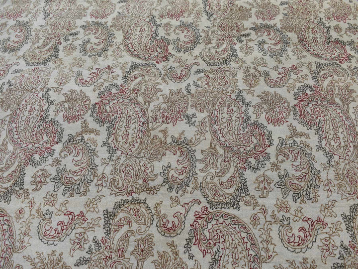 9'1" x 12'3" New Hand Knotted Grey Wool Rectangle Oriental Rug - MOA10287519