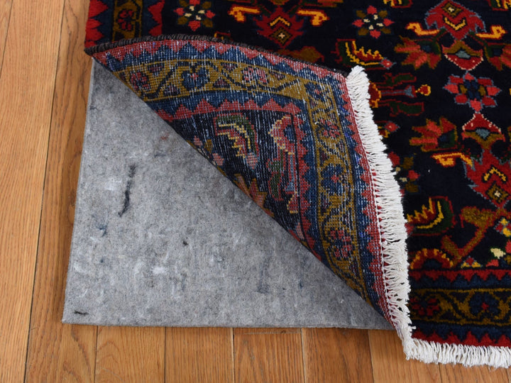 3'9" x 9'7" Vintage Hand Knotted Blue Wool Runner Oriental Rug - MOA10287523