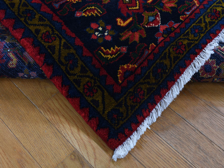3'9" x 9'7" Vintage Hand Knotted Blue Wool Runner Oriental Rug - MOA10287523