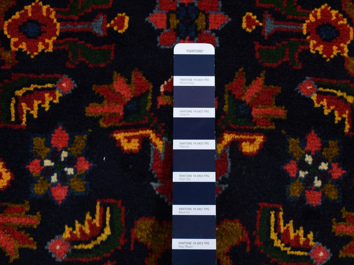 3'9" x 9'7" Vintage Hand Knotted Blue Wool Runner Oriental Rug - MOA10287523