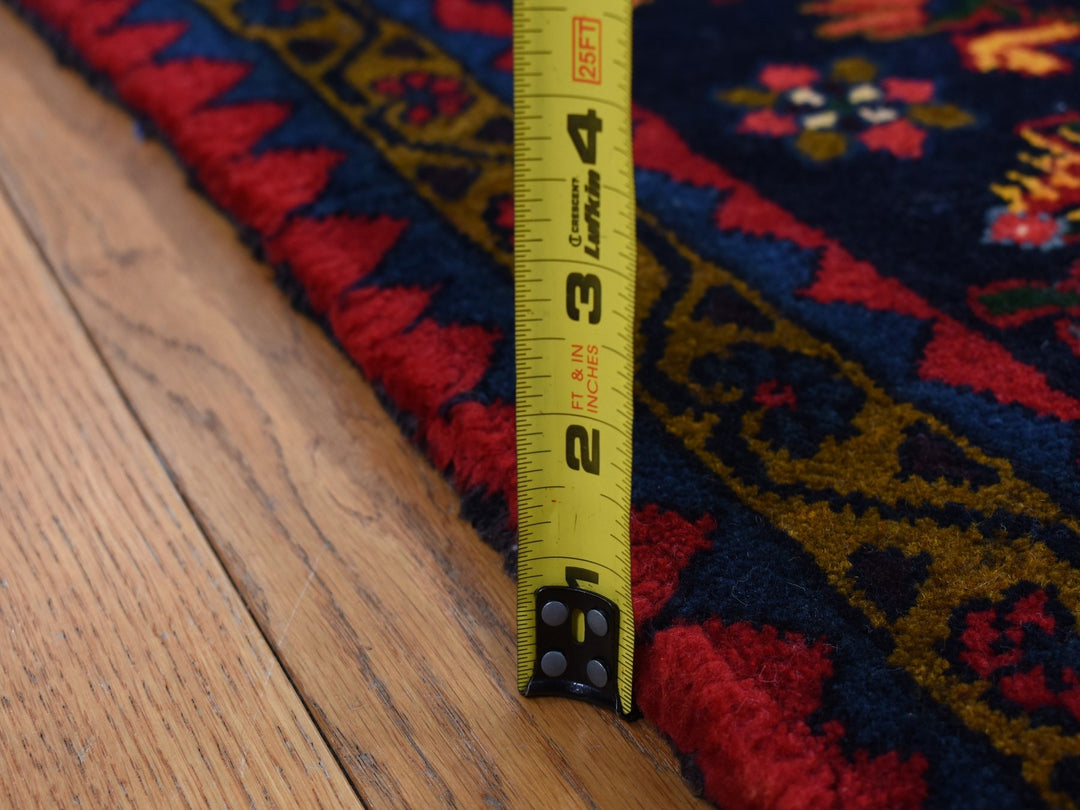 3'9" x 9'7" Vintage Hand Knotted Blue Wool Runner Oriental Rug - MOA10287523