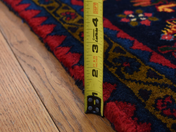 3'9" x 9'7" Vintage Hand Knotted Blue Wool Runner Oriental Rug - MOA10287523