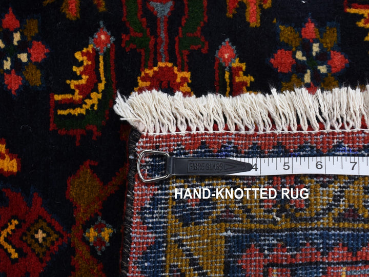 3'9" x 9'7" Vintage Hand Knotted Blue Wool Runner Oriental Rug - MOA10287523