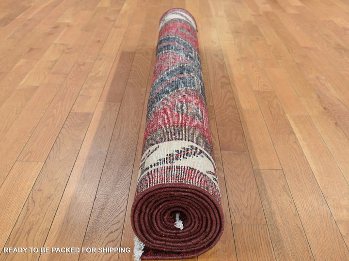 5'2" x 10'6" New Hand Knotted Red Wool Runner Oriental Rug - MOA10287524