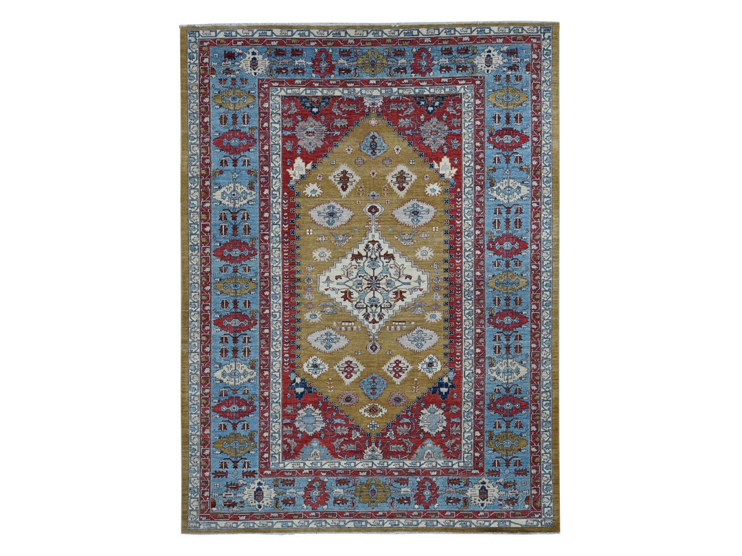 9'10" x 13'10" New Hand Knotted Green Wool Rectangle Oriental Rug - MOA10287536