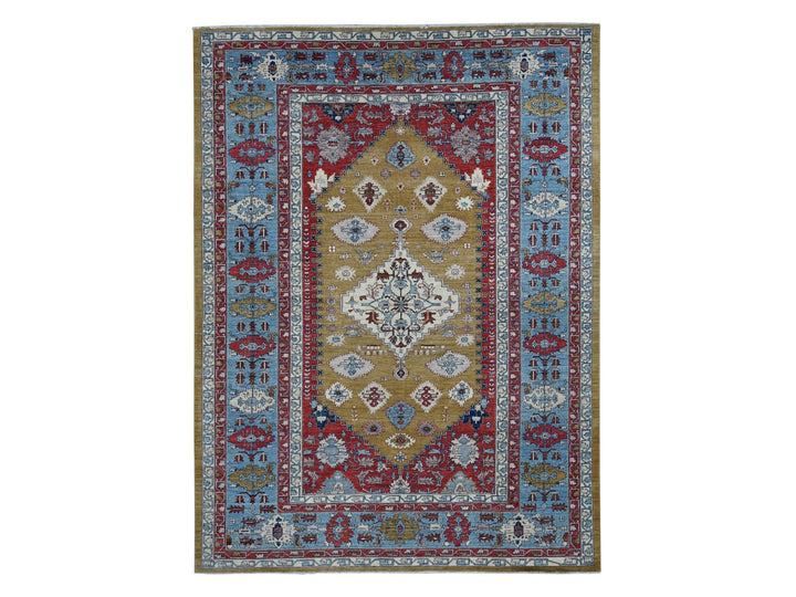 9'10" x 13'10" New Hand Knotted Green Wool Rectangle Oriental Rug - MOA10287536