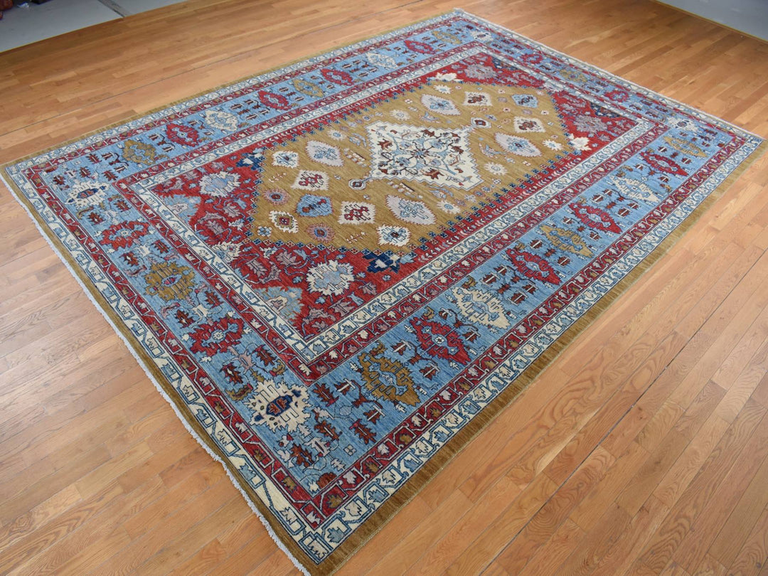 9'10" x 13'10" New Hand Knotted Green Wool Rectangle Oriental Rug - MOA10287536