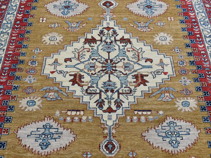 9'10" x 13'10" New Hand Knotted Green Wool Rectangle Oriental Rug - MOA10287536