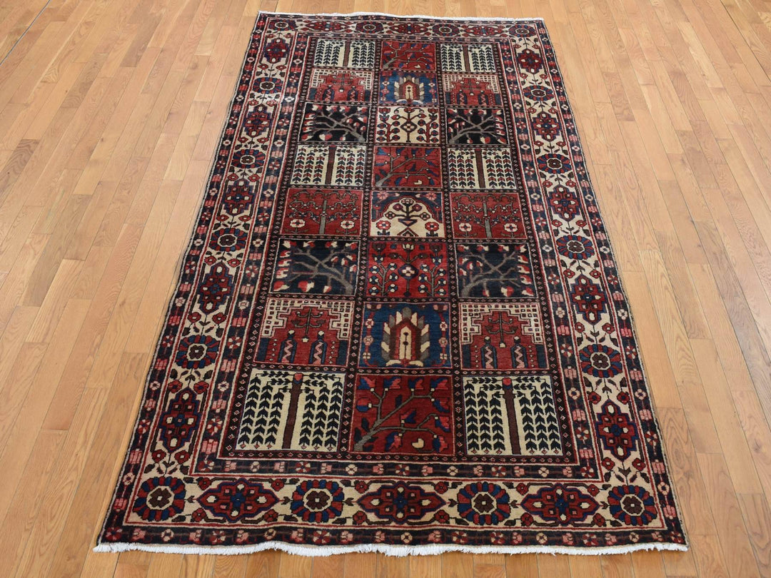 5'1" x 10'0" New Hand Knotted Red Wool Rectangle Oriental Rug - MOA10287542