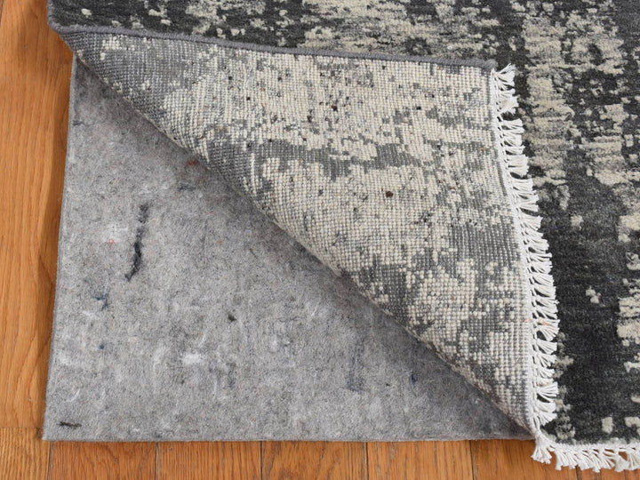 2'0" x 2'0" New Hand Knotted Black Wool Rectangle Oriental Rug - MOA10287546