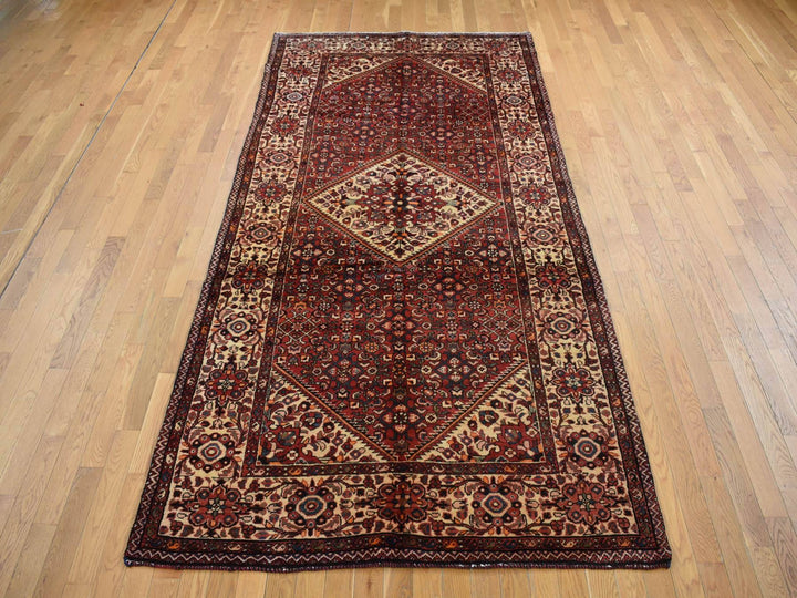 5'3" x 11'0" Vintage Hand Knotted Red Wool Runner Oriental Rug - MOA10287559