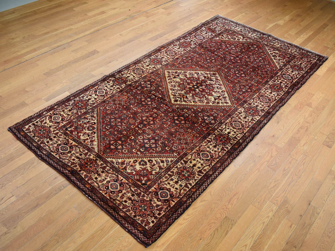 5'3" x 11'0" Vintage Hand Knotted Red Wool Runner Oriental Rug - MOA10287559