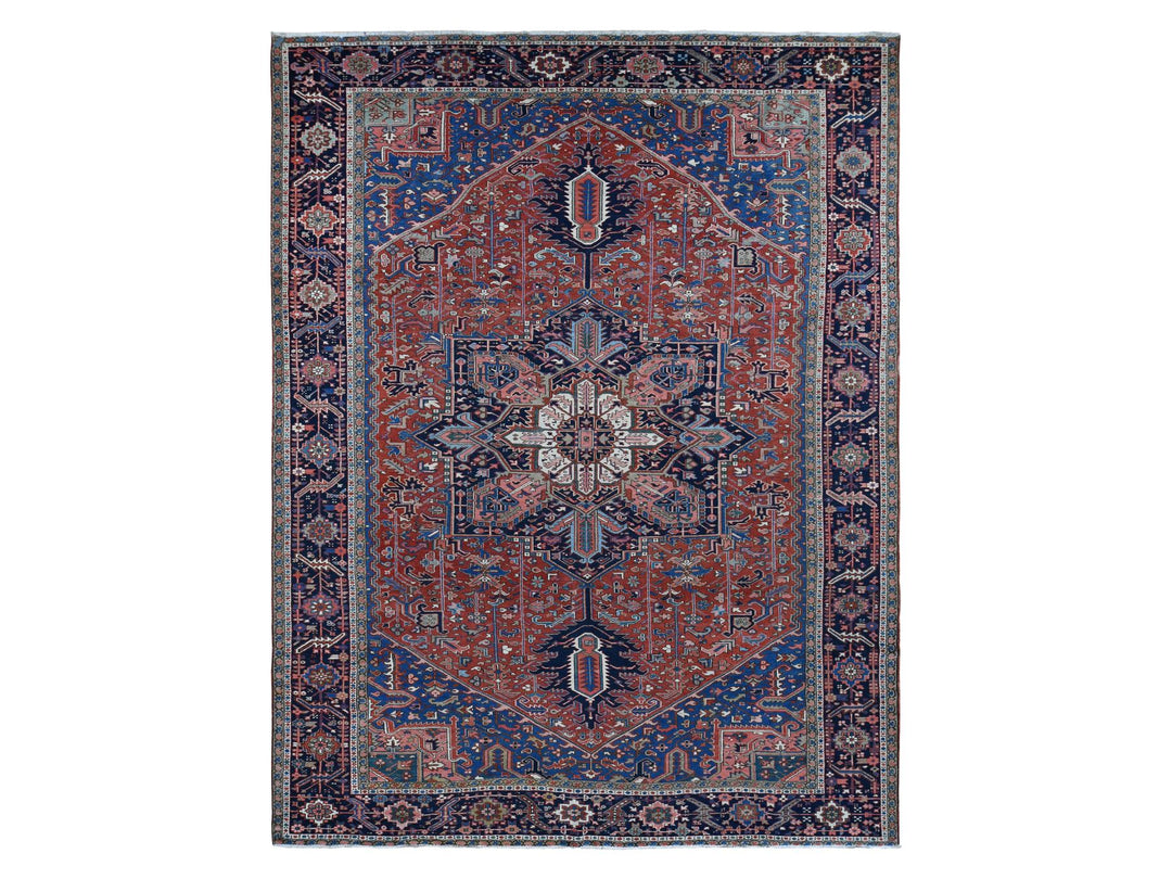 12'3" x 16'1" Vintage Hand Knotted Red Wool Rectangle Oriental Rug - MOA10287561