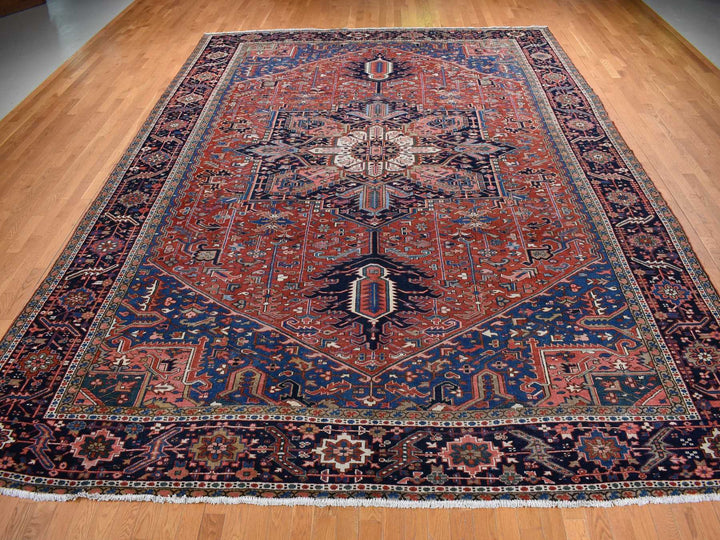 12'3" x 16'1" Vintage Hand Knotted Red Wool Rectangle Oriental Rug - MOA10287561
