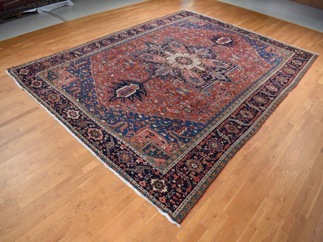 12'3" x 16'1" Vintage Hand Knotted Red Wool Rectangle Oriental Rug - MOA10287561