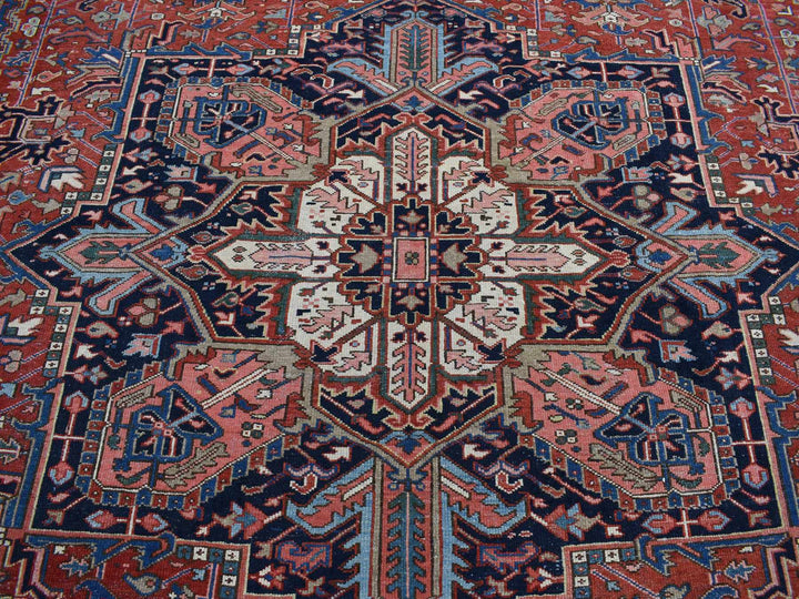 12'3" x 16'1" Vintage Hand Knotted Red Wool Rectangle Oriental Rug - MOA10287561