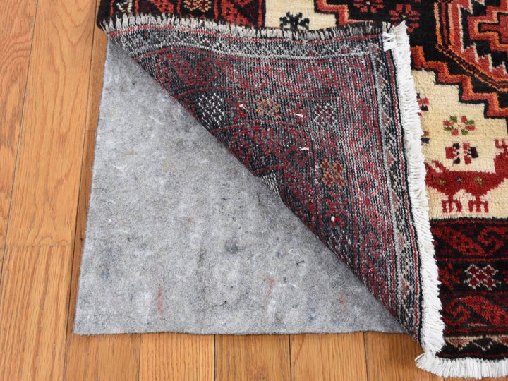 3'10" x 7'1" Vintage Hand Knotted Red Wool Rectangle Oriental Rug - MOA10287572