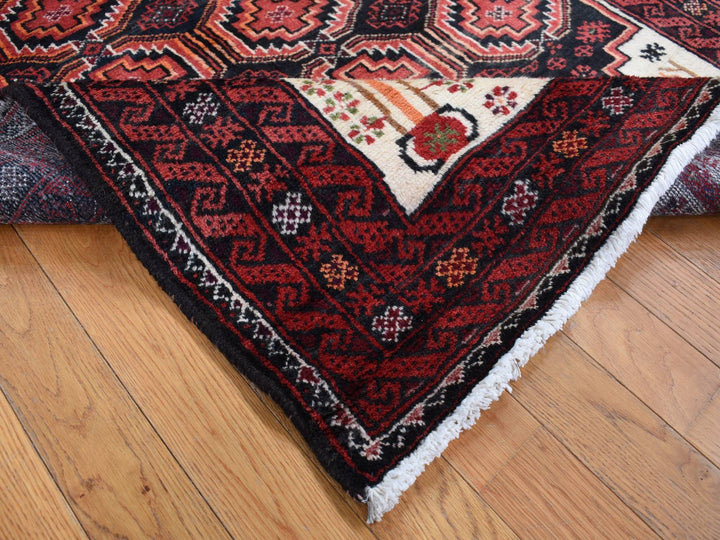 3'10" x 7'1" Vintage Hand Knotted Red Wool Rectangle Oriental Rug - MOA10287572