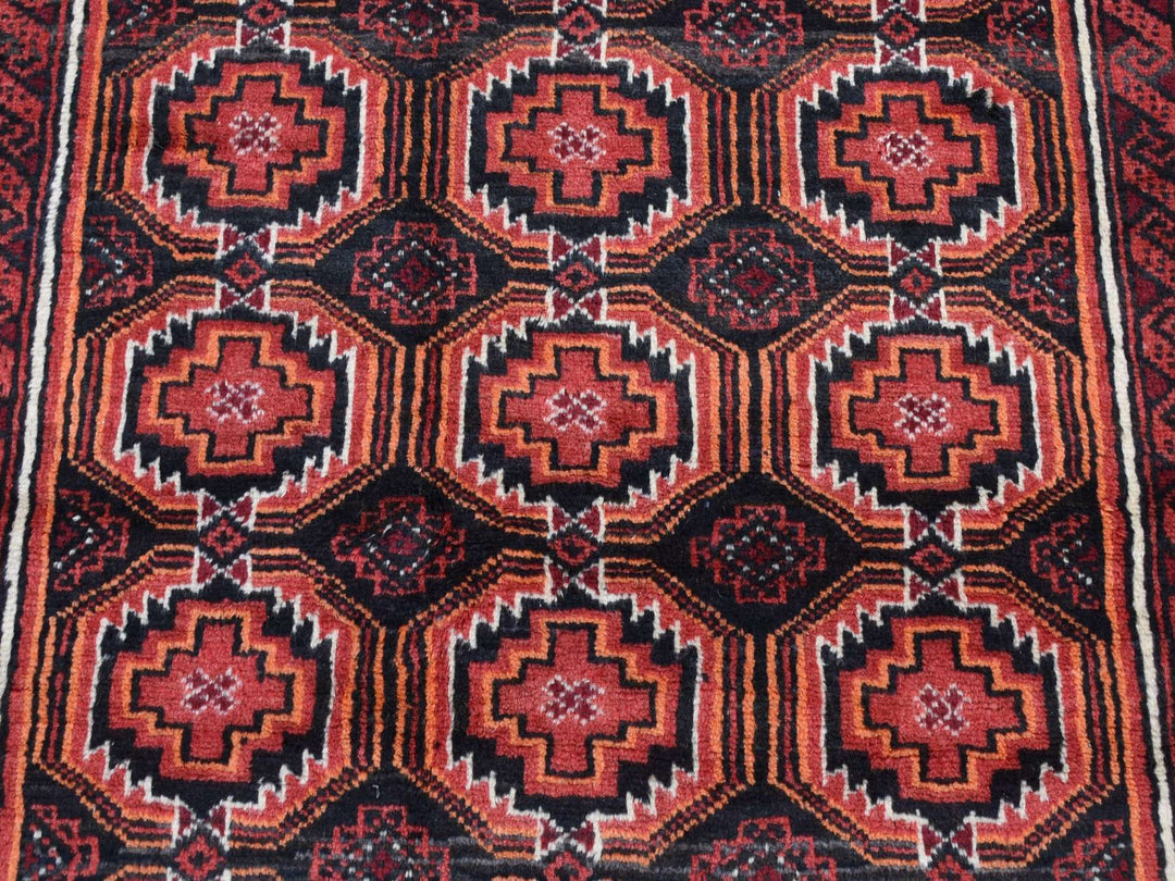 3'10" x 7'1" Vintage Hand Knotted Red Wool Rectangle Oriental Rug - MOA10287572