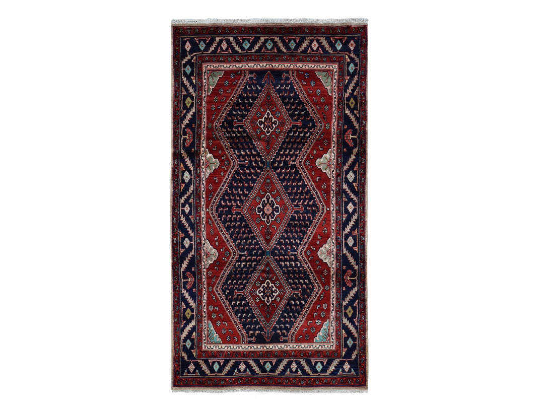 5'1" x 9'7" New Hand Knotted Red Wool Rectangle Oriental Rug - MOA10287575