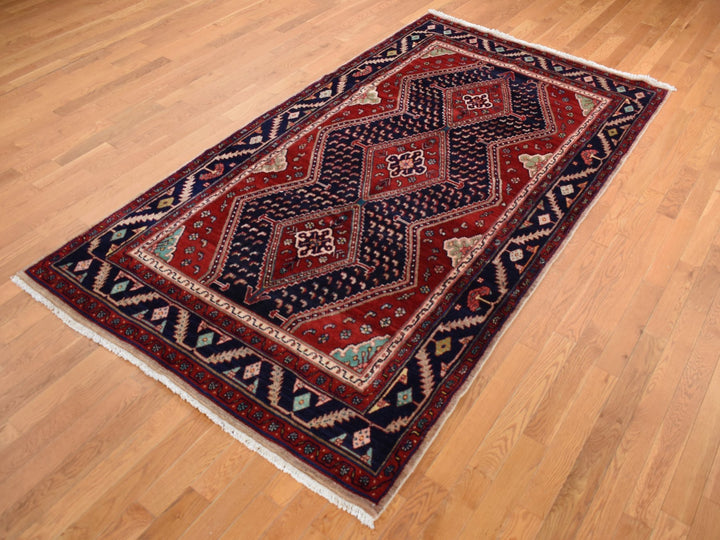 5'1" x 9'7" New Hand Knotted Red Wool Rectangle Oriental Rug - MOA10287575