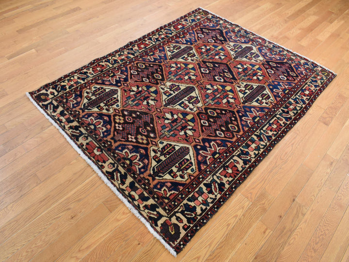 5'0" x 6'9" New Hand Knotted Red Wool Rectangle Oriental Rug - MOA10287576