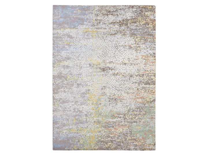 10'0" x 14'1" New Hand Knotted Grey Wool & Pure Silk Rectangle Oriental Rug - MOA10287581