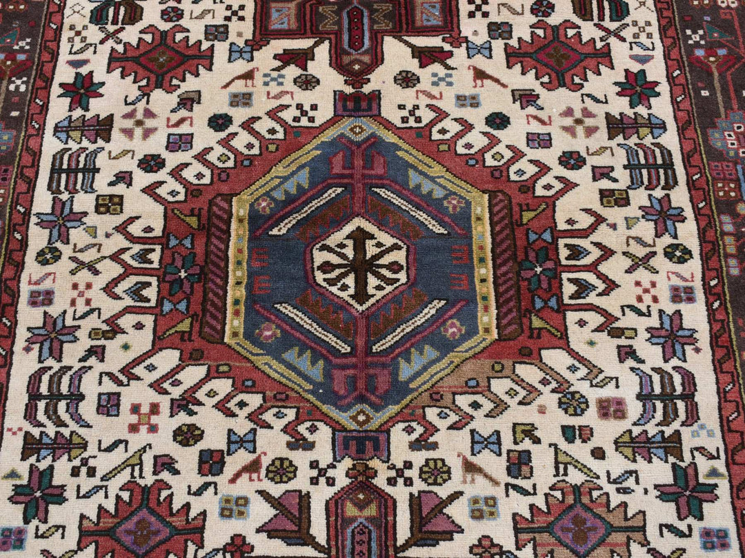 5'1" x 6'7" New Hand Knotted Ivory Wool Rectangle Oriental Rug - MOA10287585
