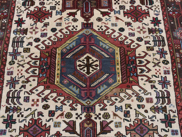 5'1" x 6'7" New Hand Knotted Ivory Wool Rectangle Oriental Rug - MOA10287585