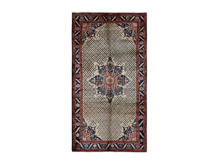 5'2" x 9'8" Vintage Hand Knotted Beige Wool Rectangle Oriental Rug - MOA10287590
