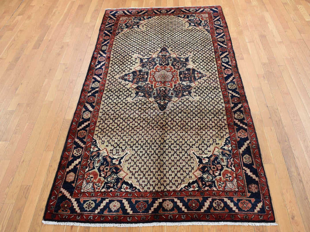 5'2" x 9'8" Vintage Hand Knotted Beige Wool Rectangle Oriental Rug - MOA10287590