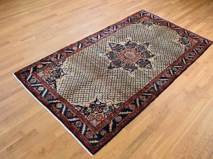 5'2" x 9'8" Vintage Hand Knotted Beige Wool Rectangle Oriental Rug - MOA10287590