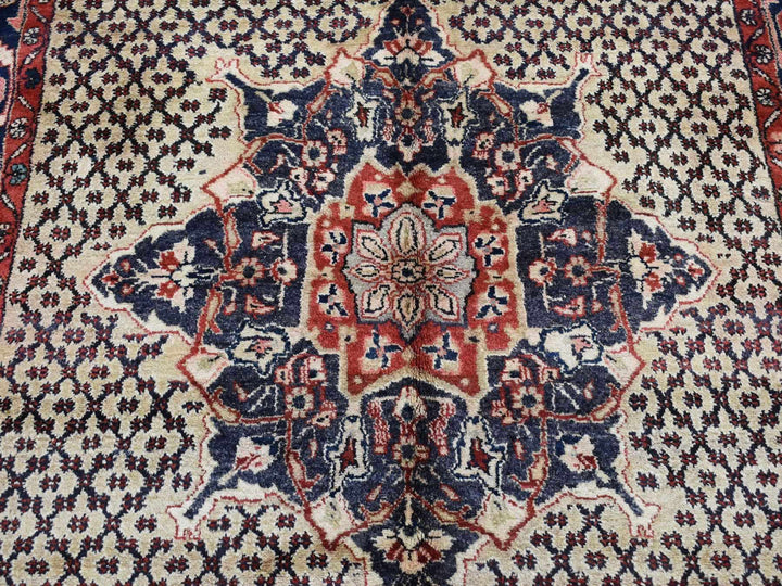 5'2" x 9'8" Vintage Hand Knotted Beige Wool Rectangle Oriental Rug - MOA10287590