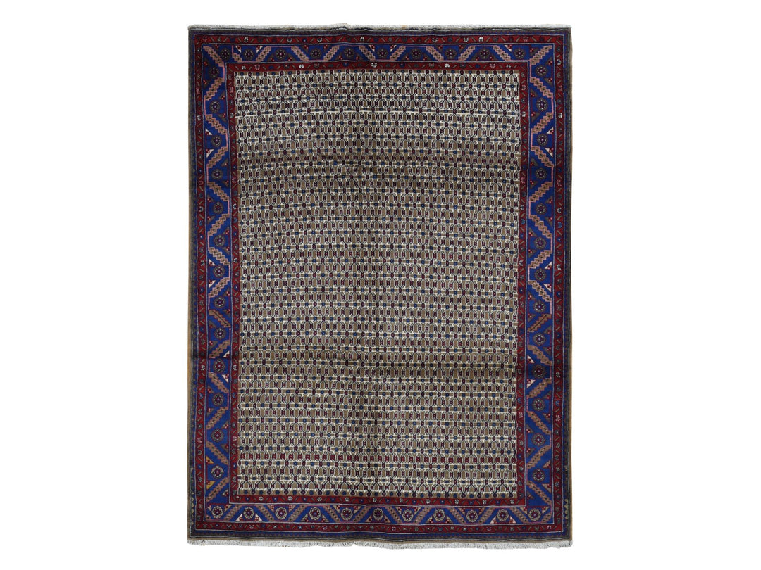 6'8" x 9'1" New Hand Knotted Brown Wool Rectangle Oriental Rug - MOA10287595