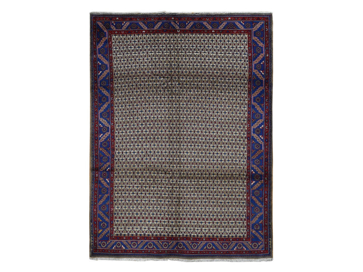 6'8" x 9'1" New Hand Knotted Brown Wool Rectangle Oriental Rug - MOA10287595