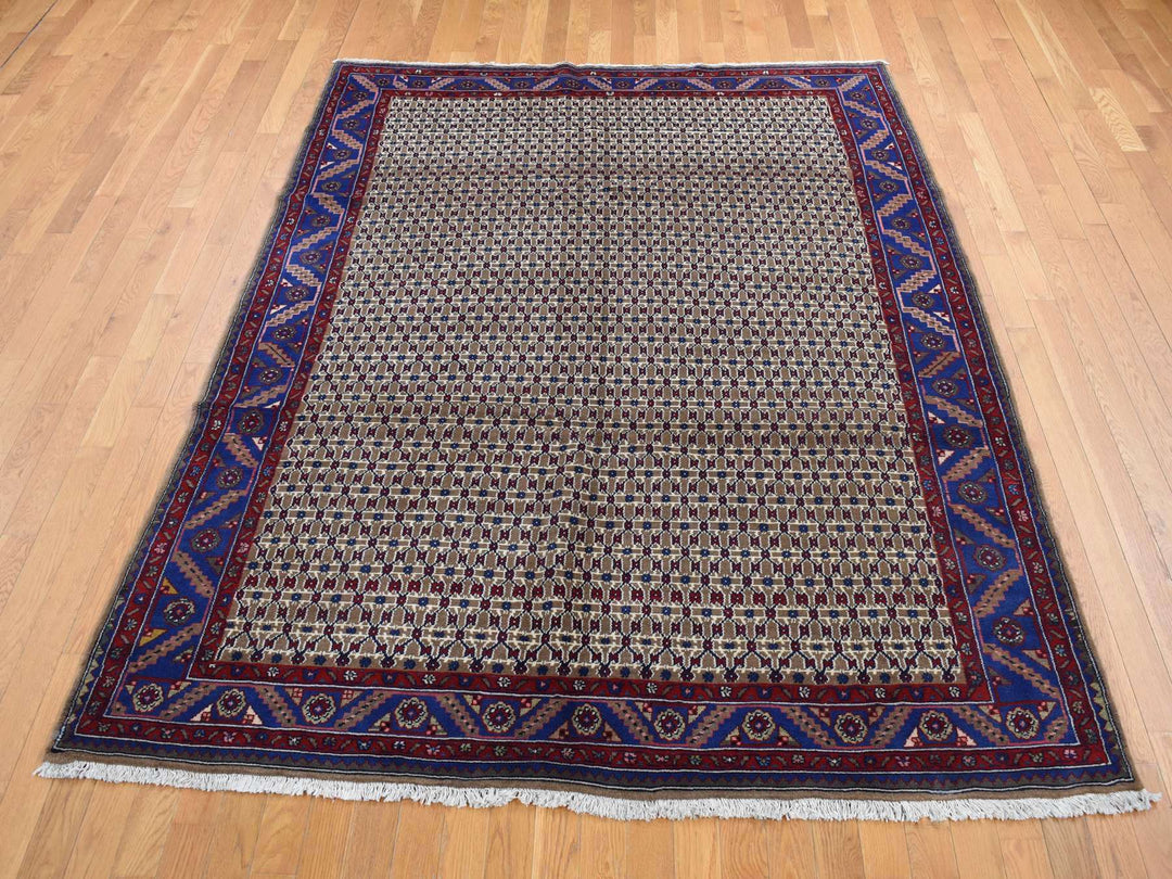 6'8" x 9'1" New Hand Knotted Brown Wool Rectangle Oriental Rug - MOA10287595