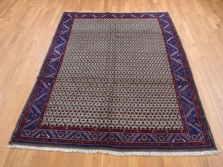 6'8" x 9'1" New Hand Knotted Brown Wool Rectangle Oriental Rug - MOA10287595