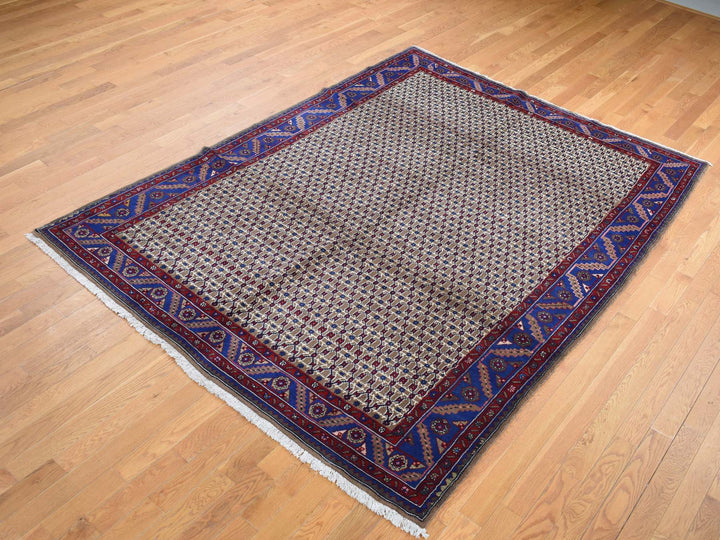 6'8" x 9'1" New Hand Knotted Brown Wool Rectangle Oriental Rug - MOA10287595