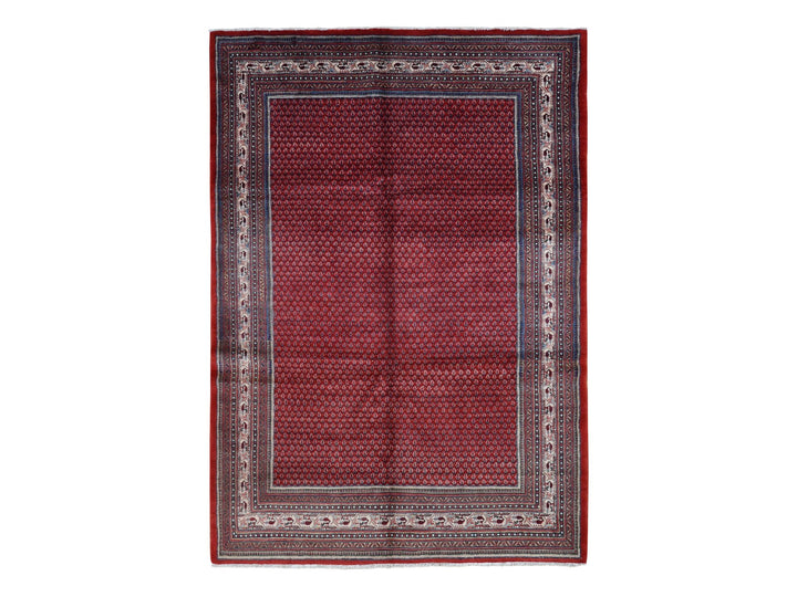 7'1" x 10'8" New Hand Knotted Red Wool Rectangle Oriental Rug - MOA10287597