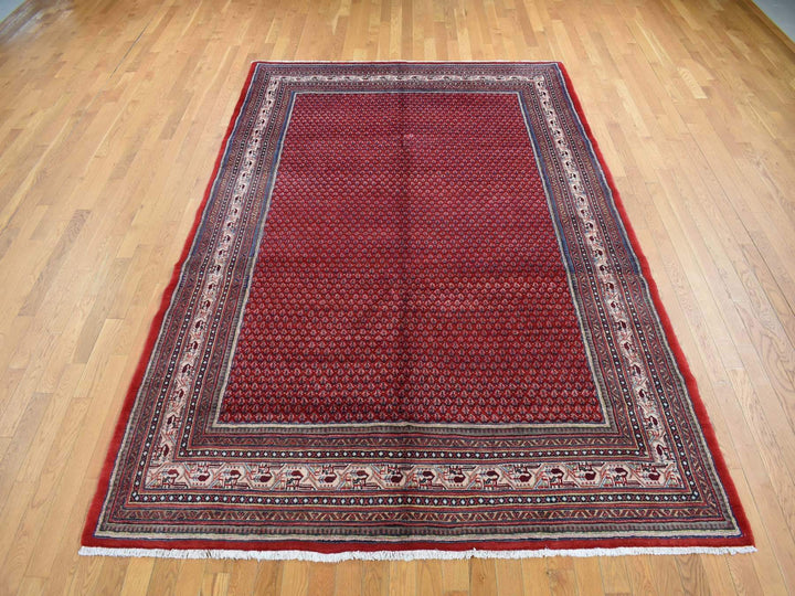 7'1" x 10'8" New Hand Knotted Red Wool Rectangle Oriental Rug - MOA10287597