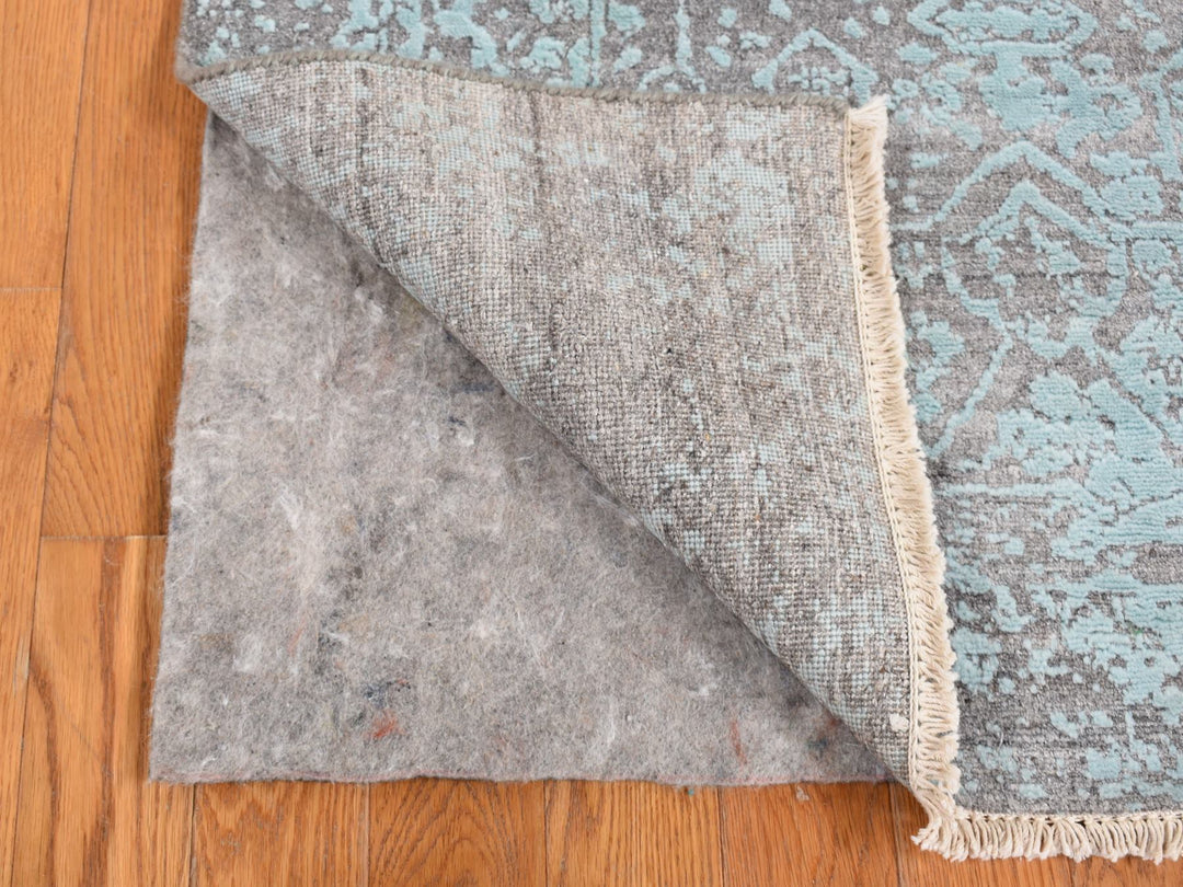 3'0" x 4'10" New Hand Knotted Green Wool & Silk Rectangle Oriental Rug - MOA10287602
