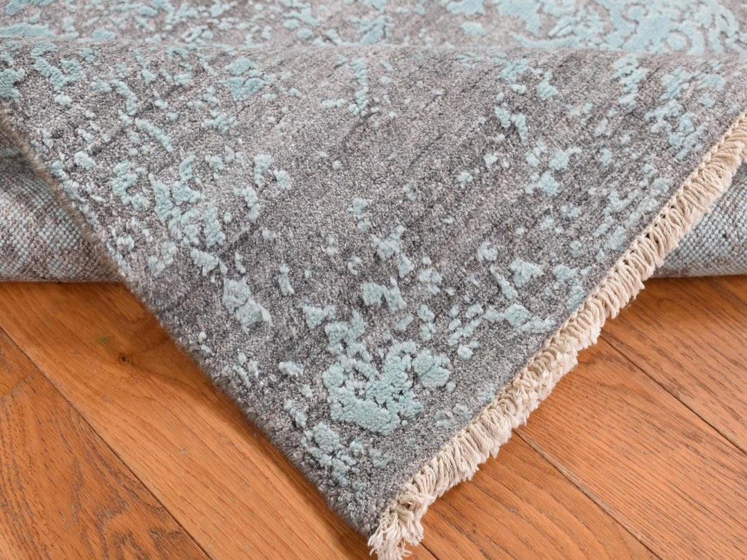 3'0" x 4'10" New Hand Knotted Green Wool & Silk Rectangle Oriental Rug - MOA10287602